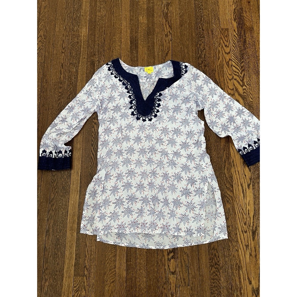 Roberta‎ Roller Rabbit 100% Lightweight Cotton Tunic Printed Top Cover Up Medium